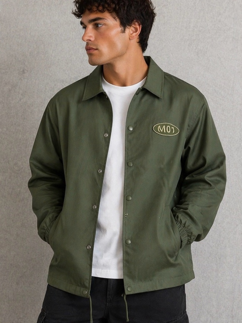 Mode of One Coach Jacket Green Snap Button Lightweight Men’s size‎ Medium